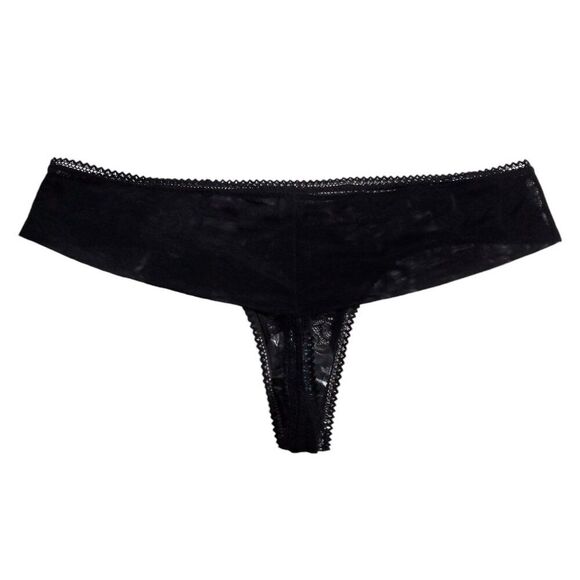Thistle and Spire Eyelash Lace Mirage Thong Black Size XL 261603 Sheer - Picture 3 of 7
